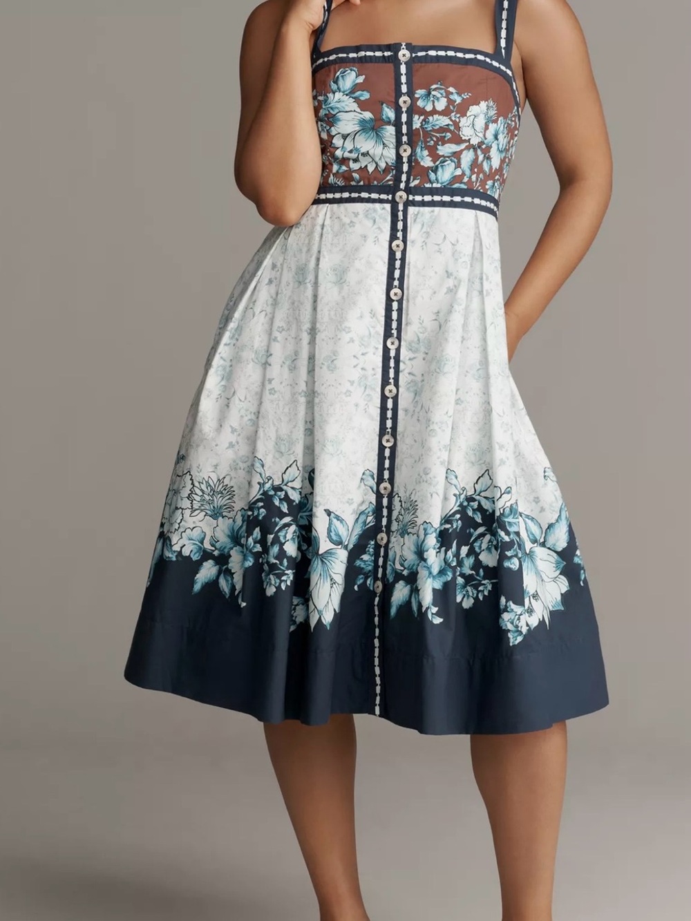 Maeve Sleeveless Square-Neck Button Front Midi Dress size 2X